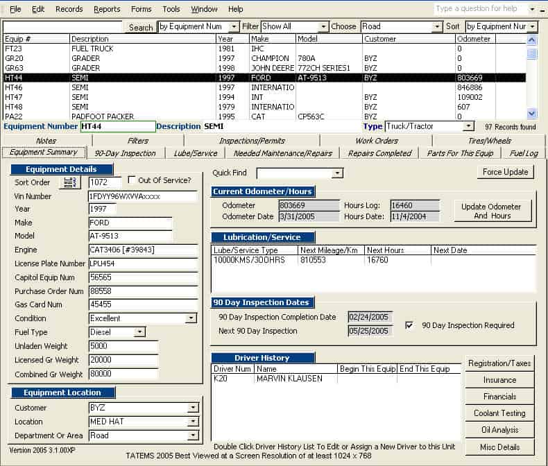 TATEMS-Fleet-Maintenance-Software-Equipment-Summary-Form