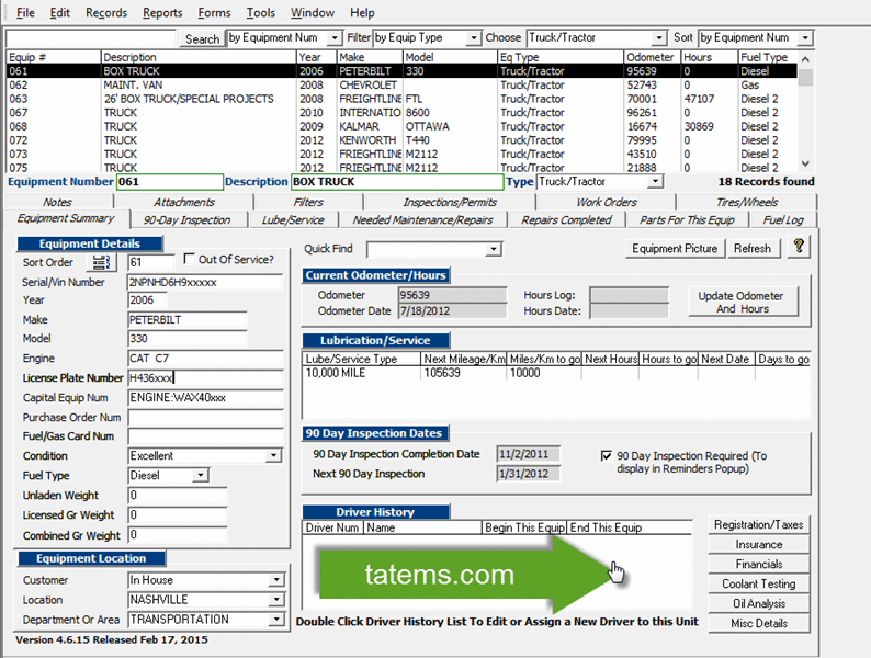 TATEMS Fleet Maintenance Software