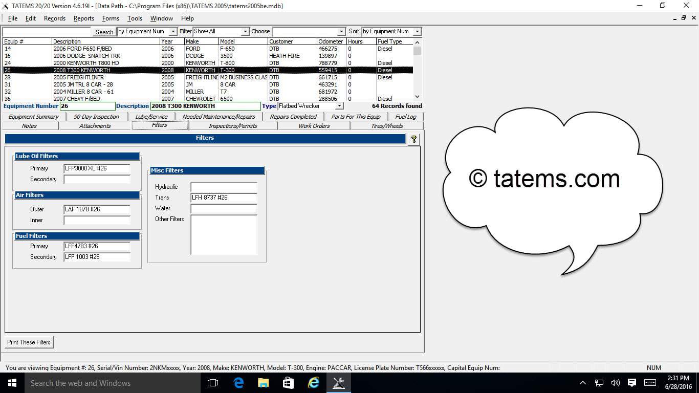 TATEMS-Fleet-Maintenance-Software-Filters-Tab